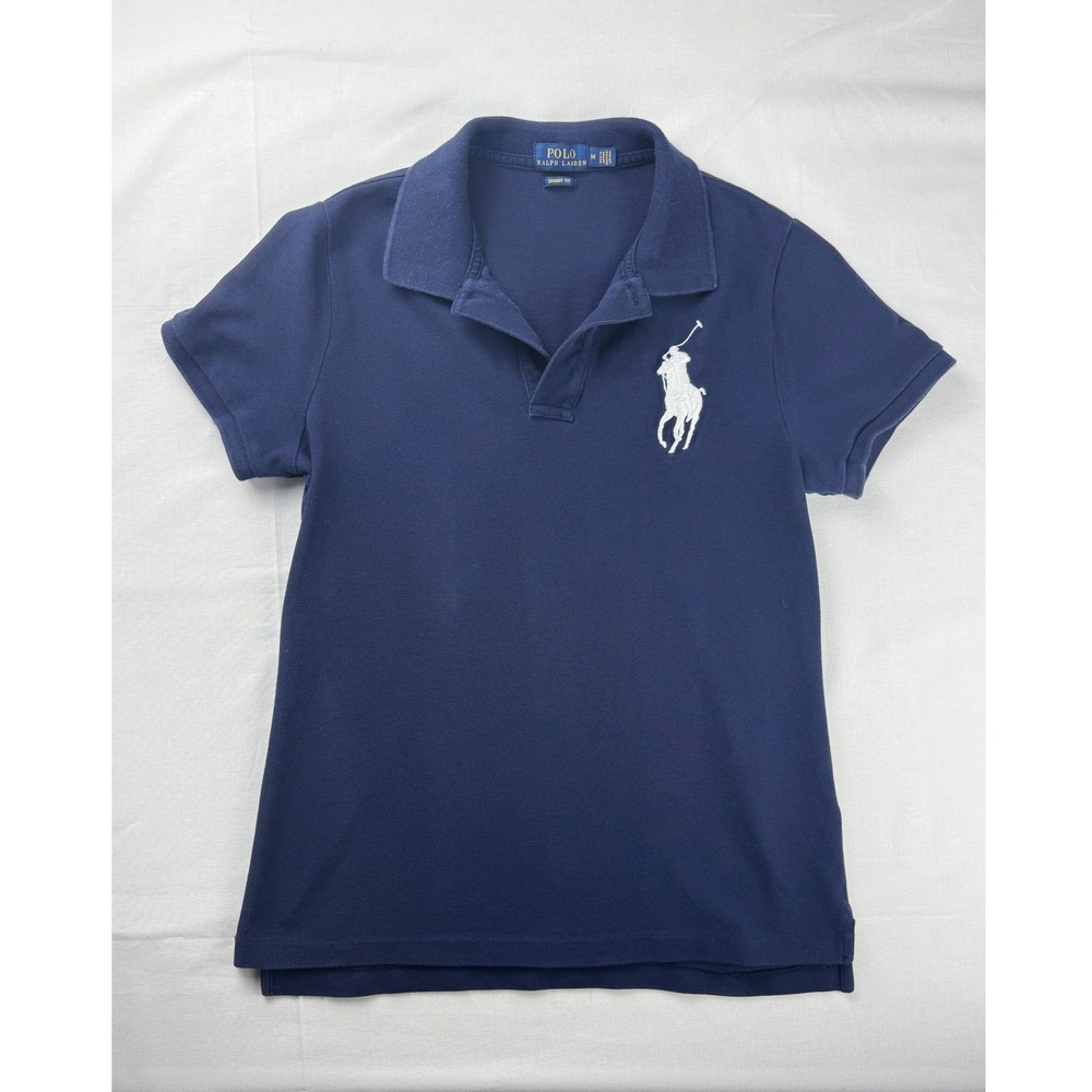 Polo Ralph Lauren Kids Navy Blue Big Pony Skinny Fit Polo Shirt Size M